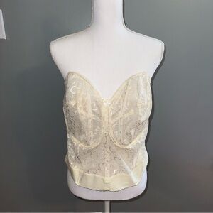 Goddess GD0689 Ivory Lace Longline Bustier Bra 44F Strapless Corset Bridal